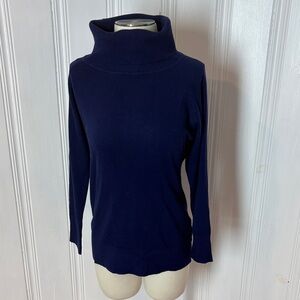 VILA MILANO Soft Navy Turtleneck Sweater Stretch Knit - size Large (estimated)